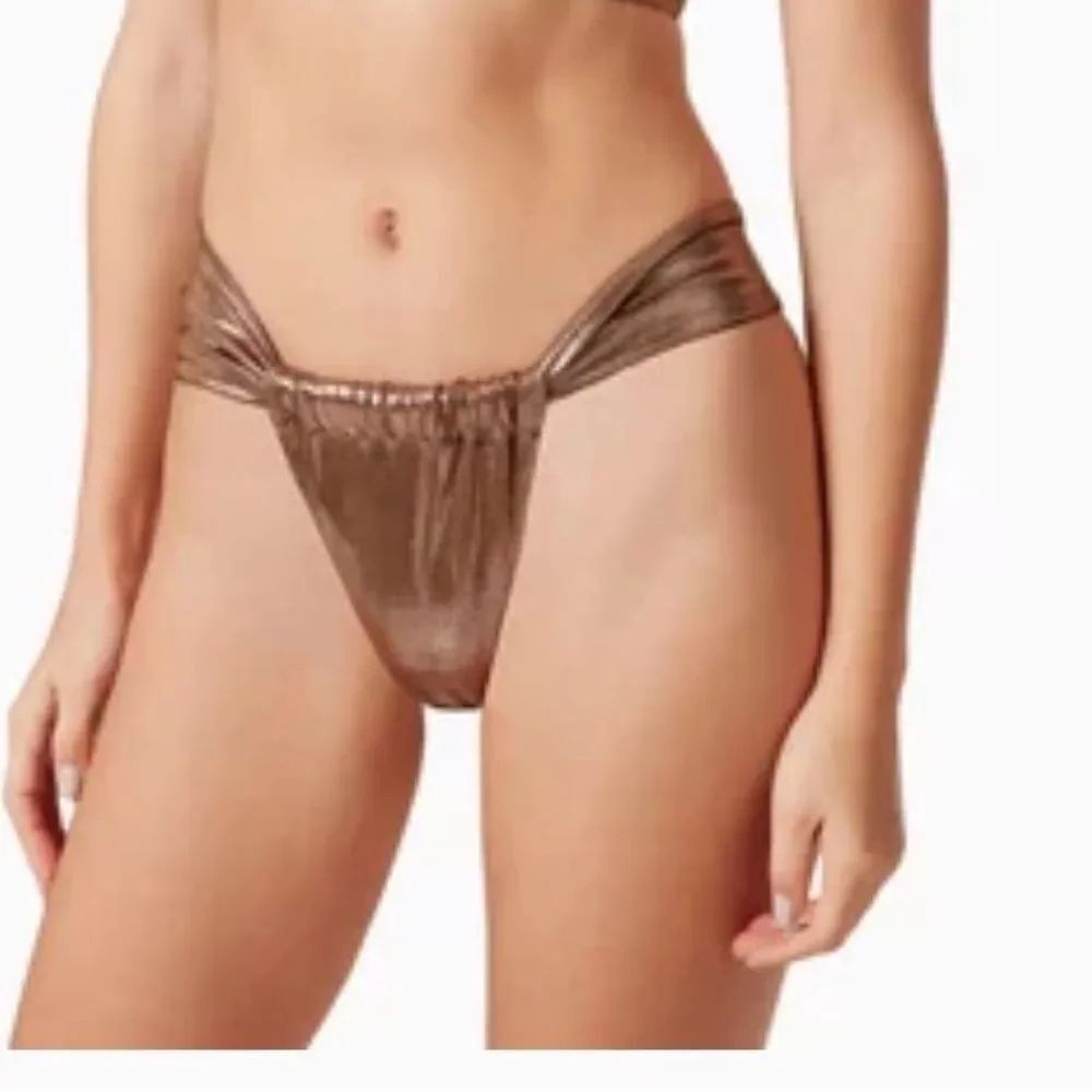 GOOD AMERICAN Metallic Better Band Reversible Bikini Top in Foil Nylon 4XL NWT